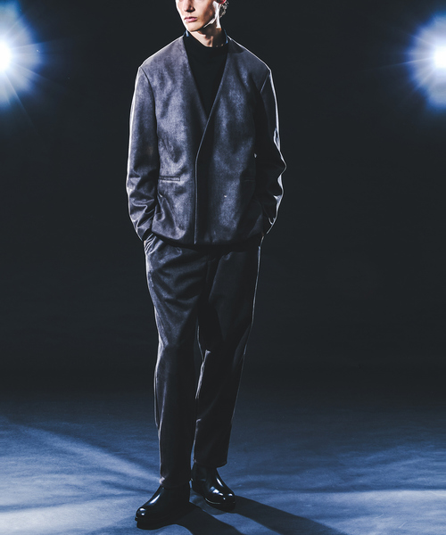 5351 POUR LES HOMMES（ゴーサンゴーイチプールオム）の「【セットアップ対応】ストレッチ スエード ノーカラージャケット（ノーカラージャケット・メンズ・チャコールグレー/ブラック・46/44/50/48）」の13枚目の写真