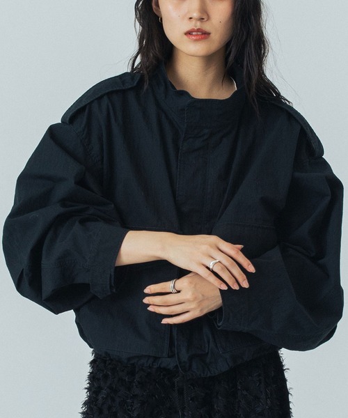 ROSE BUD(ローズバッド)の「(mici)MILITARY JACKET(ミリタリージャケット・レディース・ブラック/ベージュ・ONE SIZE)」の1枚目の写真