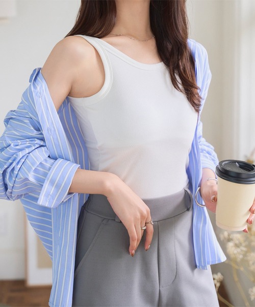 KOBE LETTUCE（コウベレタス）の「カップ付きUネックリブタンクトップ（タンクトップ・レディース・ブルー/ブラック/ホワイト・M）」の5枚目の写真