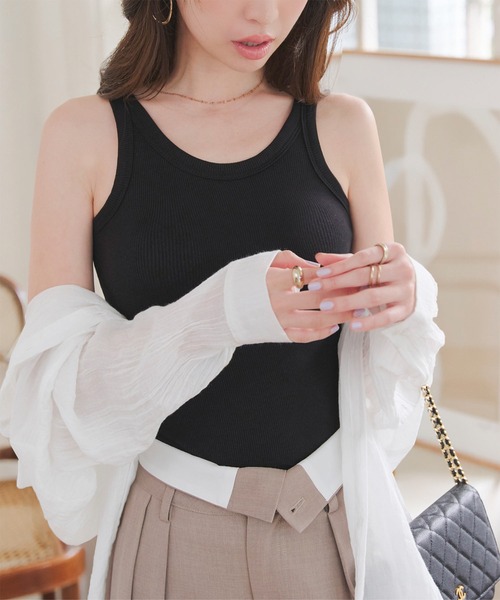 KOBE LETTUCE（コウベレタス）の「カップ付きUネックリブタンクトップ（タンクトップ・レディース・ブルー/ブラック/ホワイト・M）」の6枚目の写真