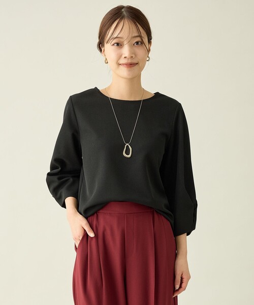 ANY(エニィ)の「コンフォータブル袖タックブラウス(Tシャツ/カットソー・レディース・ブラック系/スカイブルー系/ダークグリーン系/オレンジ系/ライトグレー系・F)」の2枚目の写真