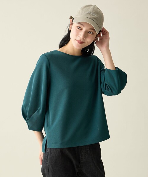 ANY(エニィ)の「コンフォータブル袖タックブラウス(Tシャツ/カットソー・レディース・ブラック系/スカイブルー系/ダークグリーン系/オレンジ系/ライトグレー系・F)」の1枚目の写真