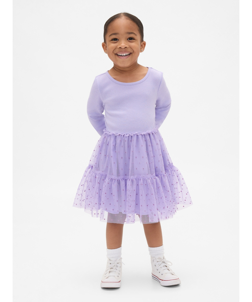 GAP（ギャップ）の「ミックスメディア チュールワンピース (幼児・ベビー)（ワンピース・キッズ・ピンク/ブラック/パープル・100cm/90cm/80ｃｍ/110cm/105cm/95cm/70cm）」の2枚目の写真