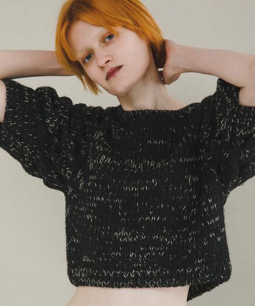 LAATO（ラート）の「lantern sleeve knit（ニット/セーター・レディース・ブラック/オフホワイト・FREE）」の5枚目の写真