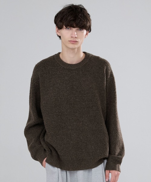 LUENNA（ルエナ）の「【LUENNA】Basic Ribbed Knit Sweater / ベーシック畦編みニットセーター（ニット/セーター・メンズ・ブラウン/アイボリー/ブルー/チャコールグレー・L/M/S）」の3枚目の写真