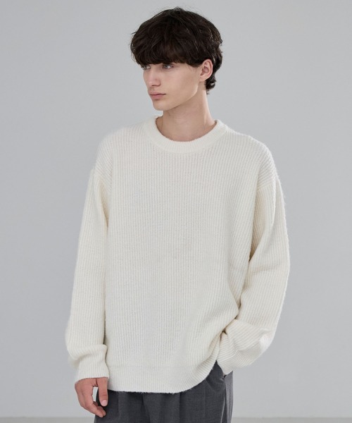 LUENNA（ルエナ）の「【LUENNA】Basic Ribbed Knit Sweater / ベーシック畦編みニットセーター（ニット/セーター・メンズ・ブラウン/アイボリー/ブルー/チャコールグレー・L/M/S）」の2枚目の写真