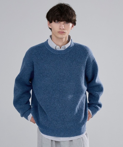 kanamaBURBERRY BLUE 38 ニットセーター 新品未使用 SHIPS（シップス） ニット セーター 「手洗い可能」7G ウール カシミヤ