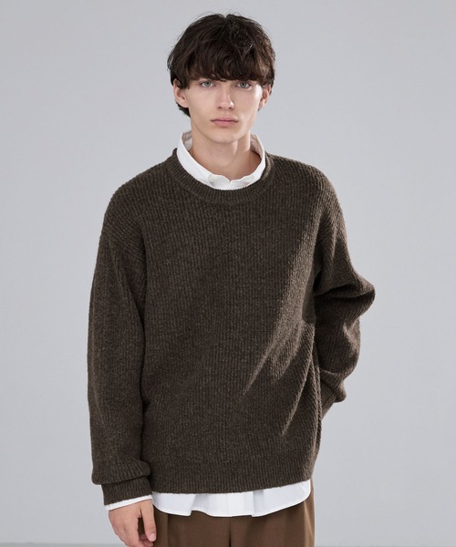 LUENNA（ルエナ）の「【LUENNA】Basic Ribbed Knit Sweater / ベーシック畦編みニットセーター（ニット/セーター・メンズ・ブラウン/アイボリー/ブルー/チャコールグレー・L/M/S）」の8枚目の写真