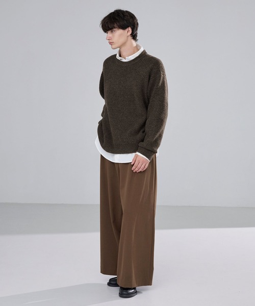 LUENNA（ルエナ）の「【LUENNA】Basic Ribbed Knit Sweater / ベーシック畦編みニットセーター（ニット/セーター・メンズ・ブラウン/アイボリー/ブルー/チャコールグレー・L/M/S）」の13枚目の写真