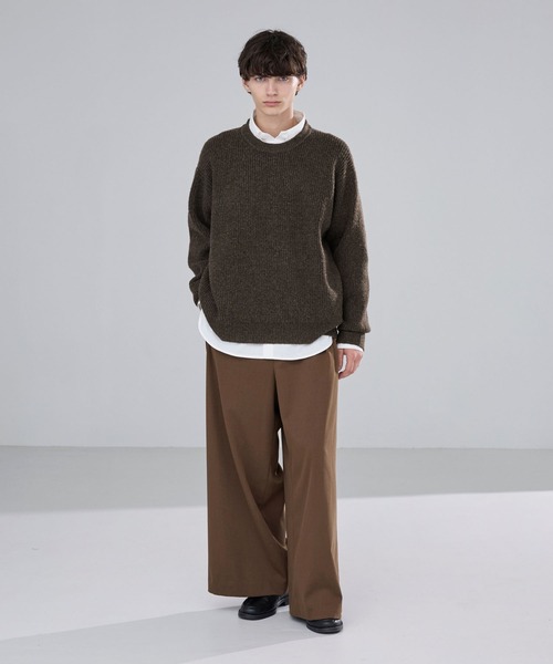 LUENNA（ルエナ）の「【LUENNA】Basic Ribbed Knit Sweater / ベーシック畦編みニットセーター（ニット/セーター・メンズ・ブラウン/アイボリー/ブルー/チャコールグレー・L/M/S）」の12枚目の写真