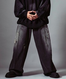 Theater code(VA^[R[h)Paint Print Design Curved Denim/yLvgfUC J[ufj(fjpc)