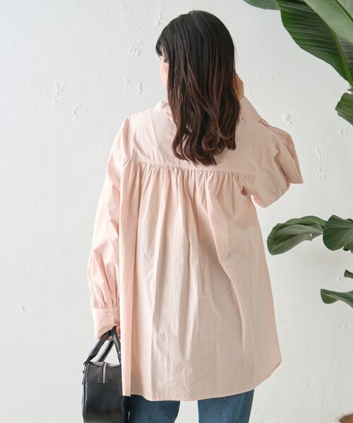 CIAOPANIC TYPY（チャオパニックティピー）の「【WEB限定】レースアップチュニック丈ギャザーブラウス（シャツ/ブラウス・レディース・ピンク/サックスブルー/ブラック/オフホワイト・ONE SIZE）」の7枚目の写真