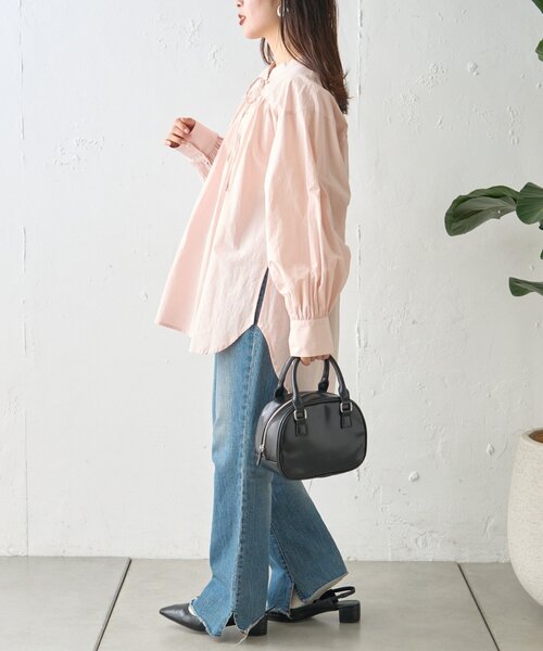 CIAOPANIC TYPY（チャオパニックティピー）の「【WEB限定】レースアップチュニック丈ギャザーブラウス（シャツ/ブラウス・レディース・ピンク/サックスブルー/ブラック/オフホワイト・ONE SIZE）」の10枚目の写真