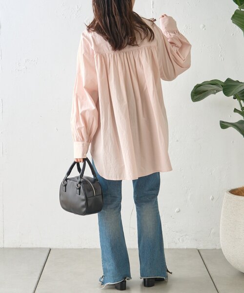 CIAOPANIC TYPY（チャオパニックティピー）の「【WEB限定】レースアップチュニック丈ギャザーブラウス（シャツ/ブラウス・レディース・ピンク/サックスブルー/ブラック/オフホワイト・ONE SIZE）」の11枚目の写真