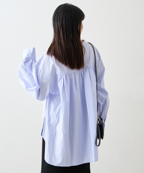 CIAOPANIC TYPY（チャオパニックティピー）の「【WEB限定】レースアップチュニック丈ギャザーブラウス（シャツ/ブラウス・レディース・ピンク/サックスブルー/ブラック/オフホワイト・ONE SIZE）」の16枚目の写真