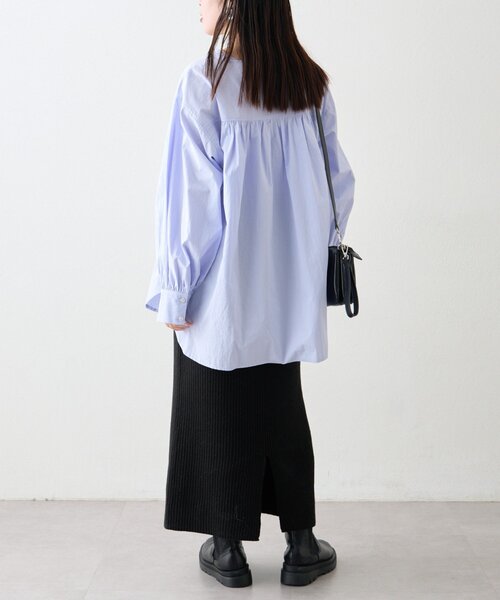 CIAOPANIC TYPY（チャオパニックティピー）の「【WEB限定】レースアップチュニック丈ギャザーブラウス（シャツ/ブラウス・レディース・ピンク/サックスブルー/ブラック/オフホワイト・ONE SIZE）」の20枚目の写真