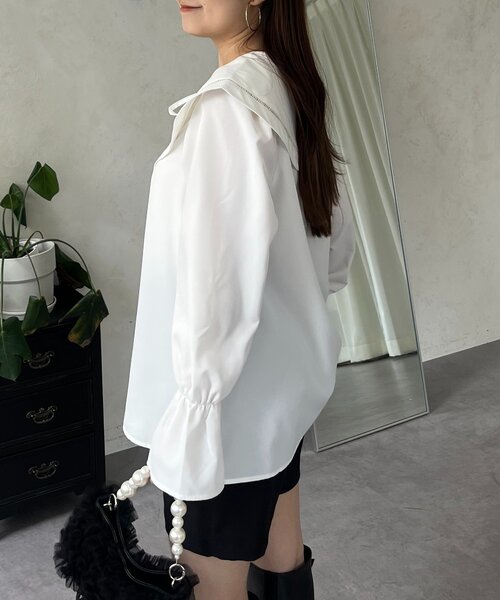 prose verse（プロズヴェール）の「ビッグレースカラーＡラインブラウス（シャツ/ブラウス・レディース・ブラック/オフホワイト・LARGE/MEDIUM）」の6枚目の写真