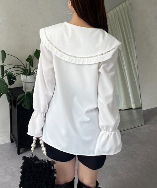 prose verse（プロズヴェール）の「ビッグレースカラーＡラインブラウス（シャツ/ブラウス・レディース・ブラック/オフホワイト・LARGE/MEDIUM）」の8枚目の写真