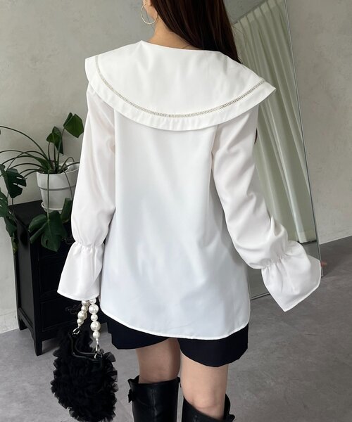 prose verse（プロズヴェール）の「ビッグレースカラーＡラインブラウス（シャツ/ブラウス・レディース・ブラック/オフホワイト・LARGE/MEDIUM）」の9枚目の写真