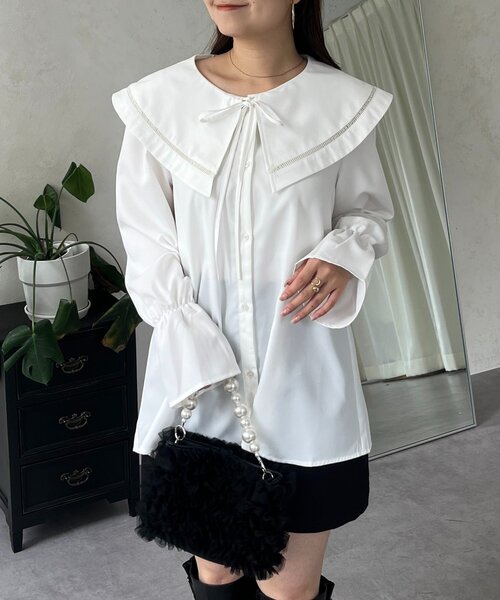 prose verse（プロズヴェール）の「ビッグレースカラーＡラインブラウス（シャツ/ブラウス・レディース・ブラック/オフホワイト・LARGE/MEDIUM）」の11枚目の写真