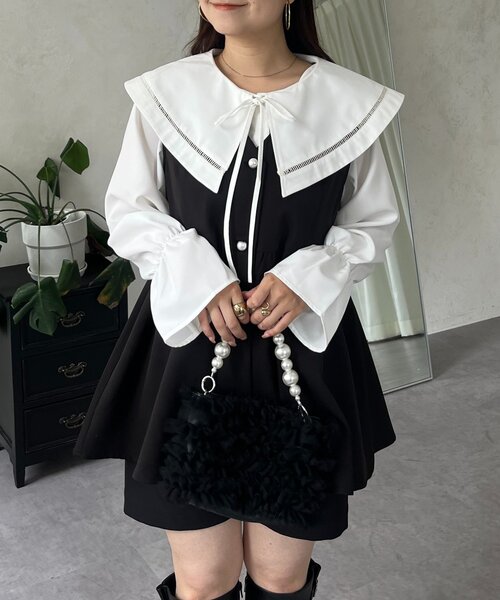 prose verse（プロズヴェール）の「ビッグレースカラーＡラインブラウス（シャツ/ブラウス・レディース・ブラック/オフホワイト・LARGE/MEDIUM）」の13枚目の写真