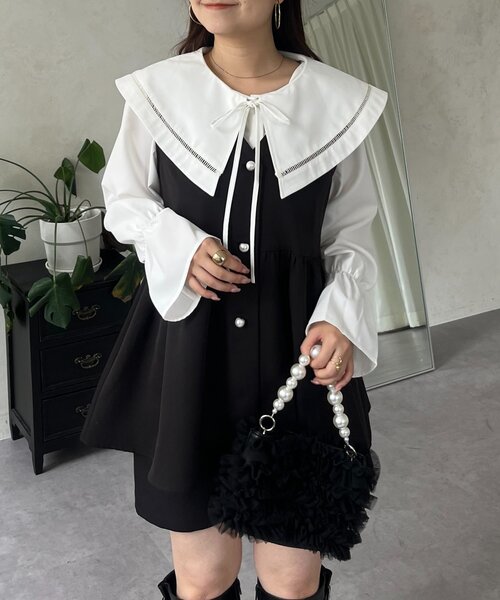 prose verse（プロズヴェール）の「ビッグレースカラーＡラインブラウス（シャツ/ブラウス・レディース・ブラック/オフホワイト・LARGE/MEDIUM）」の14枚目の写真