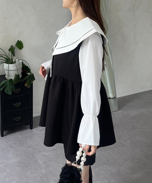 prose verse（プロズヴェール）の「ビッグレースカラーＡラインブラウス（シャツ/ブラウス・レディース・ブラック/オフホワイト・LARGE/MEDIUM）」の17枚目の写真