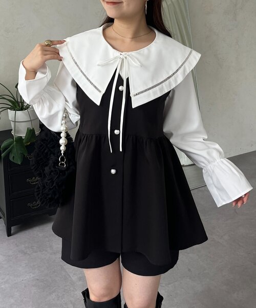 prose verse（プロズヴェール）の「ビッグレースカラーＡラインブラウス（シャツ/ブラウス・レディース・ブラック/オフホワイト・LARGE/MEDIUM）」の21枚目の写真