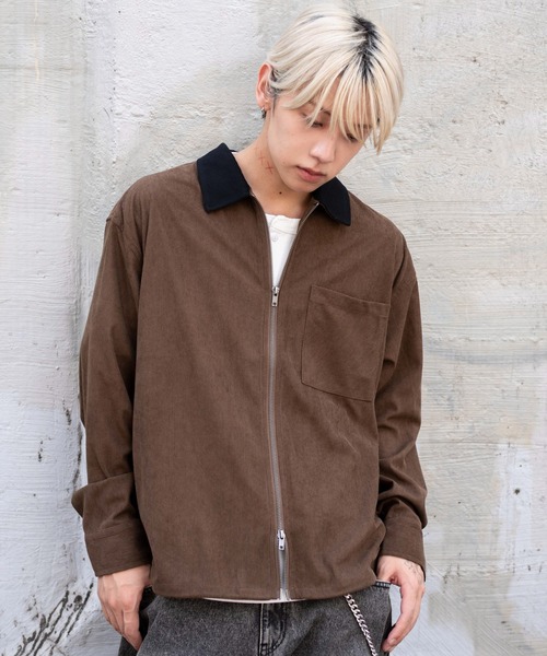 WEGO(ウィゴー)の「WEGO/コーデュロイシャツジャケット(ブルゾン・メンズ・ブラウン/チャコール・MEDIUM/LARGE)」の19枚目の写真