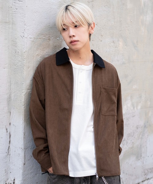 WEGO(ウィゴー)の「WEGO/コーデュロイシャツジャケット(ブルゾン・メンズ・ブラウン/チャコール・MEDIUM/LARGE)」の21枚目の写真
