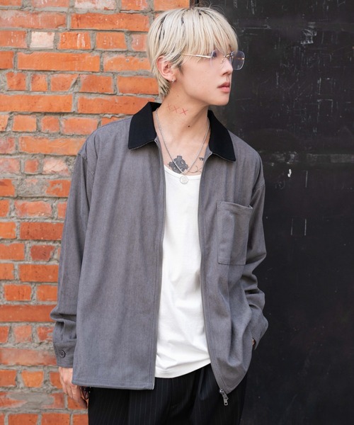 WEGO(ウィゴー)の「WEGO/コーデュロイシャツジャケット(ブルゾン・メンズ・ブラウン/チャコール・MEDIUM/LARGE)」の4枚目の写真