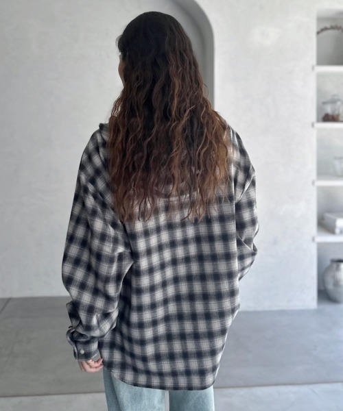 BEVERLY HILLS POLO CLUB（ビバリーヒルズポロクラブ）の「【BEVERLY HILLS POLO CLUB】ネルチェック シャツ パーカー（シャツ/ブラウス・レディース・グレー/ブルー・FREE）」の14枚目の写真