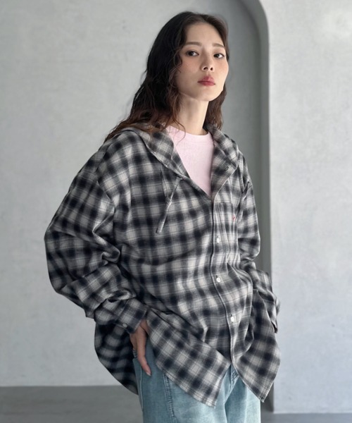 BEVERLY HILLS POLO CLUB（ビバリーヒルズポロクラブ）の「【BEVERLY HILLS POLO CLUB】ネルチェック シャツ パーカー（シャツ/ブラウス・レディース・グレー/ブルー・FREE）」の20枚目の写真