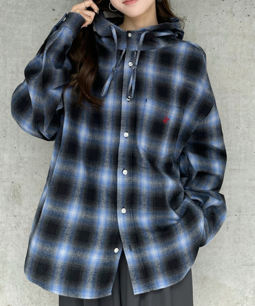 BEVERLY HILLS POLO CLUB（ビバリーヒルズポロクラブ）の「【BEVERLY HILLS POLO CLUB】ネルチェック シャツ パーカー（シャツ/ブラウス・レディース・グレー/ブルー・FREE）」の16枚目の写真