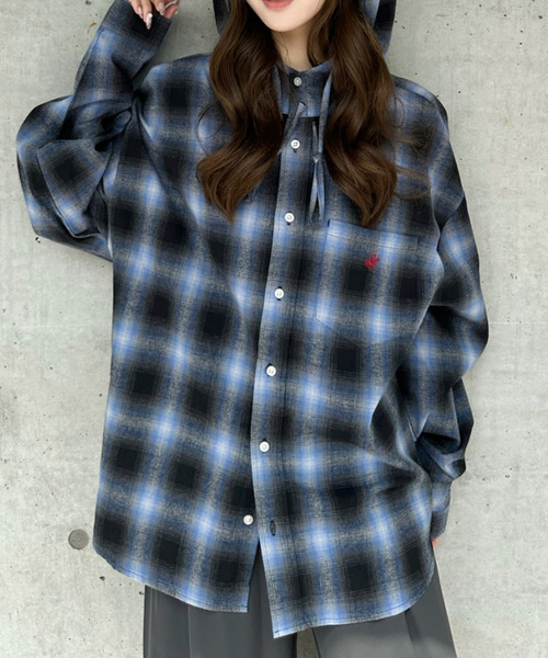 BEVERLY HILLS POLO CLUB（ビバリーヒルズポロクラブ）の「【BEVERLY HILLS POLO CLUB】ネルチェック シャツ パーカー（シャツ/ブラウス・レディース・グレー/ブルー・FREE）」の18枚目の写真