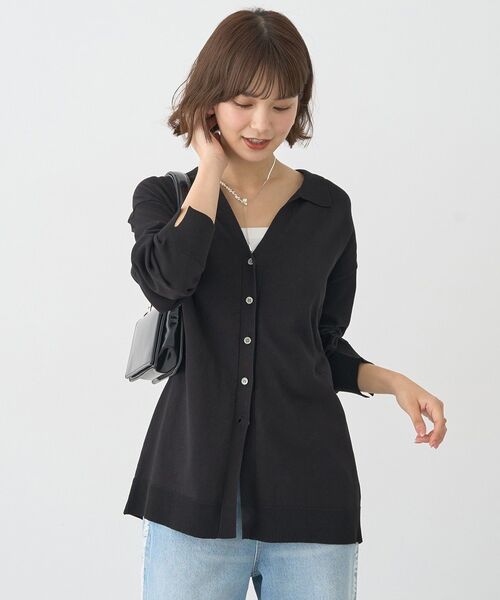 earth music&ecology(アースミュージックアンドエコロジー)の「袖口スリットスキッパーカーディガン(カーディガン/ボレロ・レディース・ボルドー/ブラウン/ブラック・FREE)」の4枚目の写真