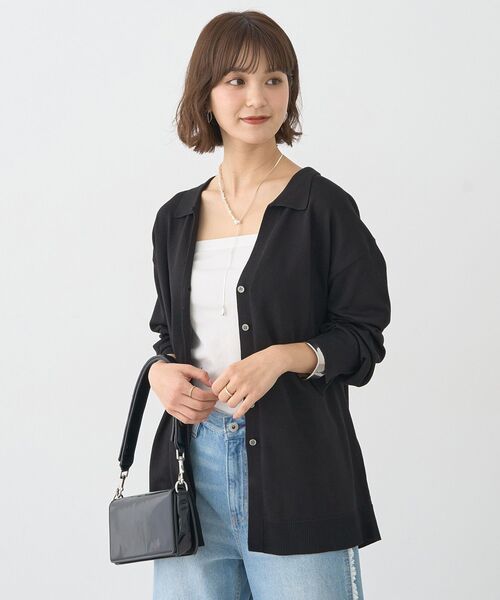 earth music&ecology(アースミュージックアンドエコロジー)の「袖口スリットスキッパーカーディガン(カーディガン/ボレロ・レディース・ボルドー/ブラウン/ブラック・FREE)」の5枚目の写真