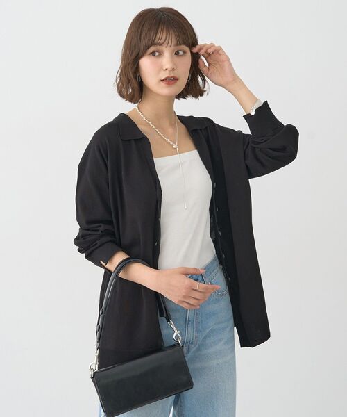 earth music&ecology(アースミュージックアンドエコロジー)の「袖口スリットスキッパーカーディガン(カーディガン/ボレロ・レディース・ボルドー/ブラウン/ブラック・FREE)」の6枚目の写真