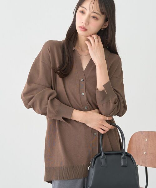 earth music&ecology(アースミュージックアンドエコロジー)の「袖口スリットスキッパーカーディガン(カーディガン/ボレロ・レディース・ボルドー/ブラウン/ブラック・FREE)」の18枚目の写真