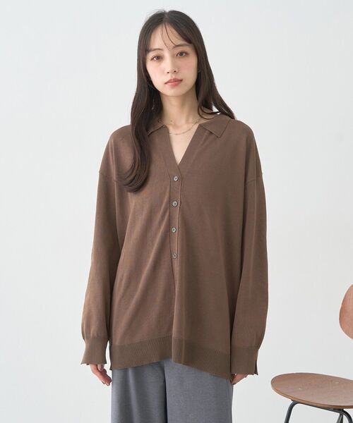 earth music&ecology(アースミュージックアンドエコロジー)の「袖口スリットスキッパーカーディガン(カーディガン/ボレロ・レディース・ボルドー/ブラウン/ブラック・FREE)」の19枚目の写真
