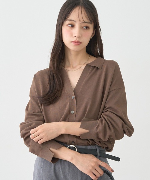 earth music&ecology(アースミュージックアンドエコロジー)の「袖口スリットスキッパーカーディガン(カーディガン/ボレロ・レディース・ボルドー/ブラウン/ブラック・FREE)」の3枚目の写真