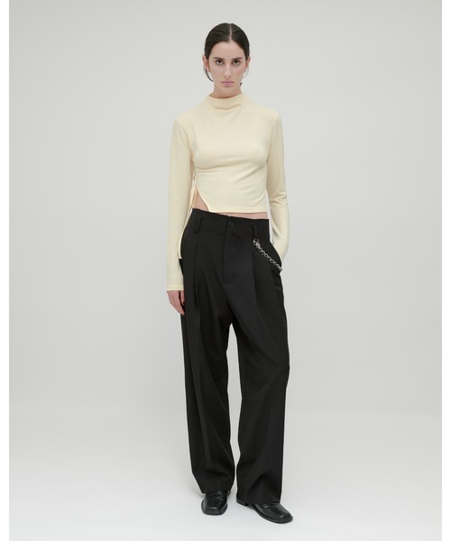 kiehtova（キエトヴァ）の「【kiehtova】SMOOTH SIDE SLIT TOPS/スムース サイドスリット トップス（Tシャツ/カットソー・レディース・アイボリー/グレー/ブラック・FREE）」の12枚目の写真