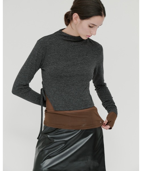 kiehtova（キエトヴァ）の「【kiehtova】SMOOTH SIDE SLIT TOPS/スムース サイドスリット トップス（Tシャツ/カットソー・レディース・アイボリー/グレー/ブラック・FREE）」の19枚目の写真