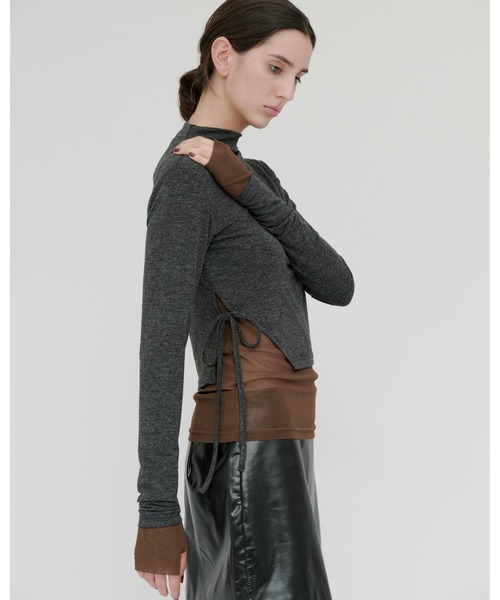 kiehtova（キエトヴァ）の「【kiehtova】SMOOTH SIDE SLIT TOPS/スムース サイドスリット トップス（Tシャツ/カットソー・レディース・アイボリー/グレー/ブラック・FREE）」の20枚目の写真