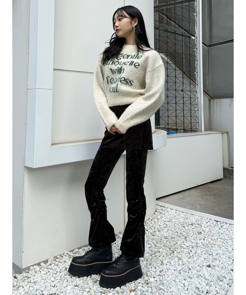 MURUA(ムルーア)の「スカートレイヤードシャーリングベロアパンツ(その他パンツ・レディース・ブラウン/ブラック・2/1)」の8枚目の写真