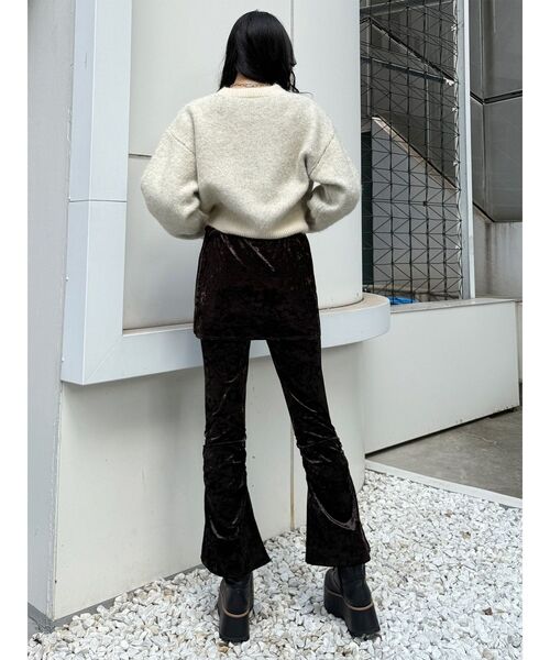 MURUA(ムルーア)の「スカートレイヤードシャーリングベロアパンツ(その他パンツ・レディース・ブラウン/ブラック・2/1)」の9枚目の写真