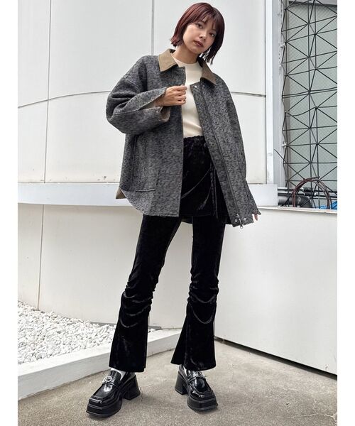 MURUA(ムルーア)の「スカートレイヤードシャーリングベロアパンツ(その他パンツ・レディース・ブラウン/ブラック・2/1)」の14枚目の写真