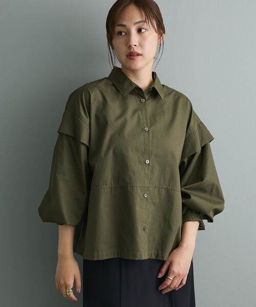 CRAFT STANDARD BOUTIQUE(クラフトスタンダードブティック)の「パネルデザインワイドシャツ(シャツ/ブラウス・レディース・ライトグレー/カーキ/サックスブルー・FREE)」の2枚目の写真