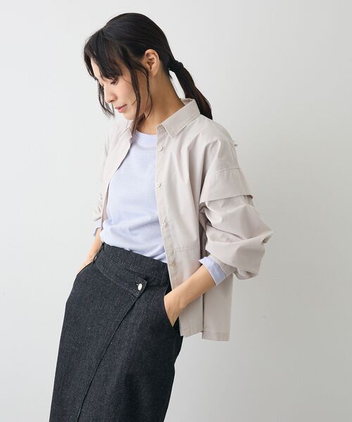 CRAFT STANDARD BOUTIQUE(クラフトスタンダードブティック)の「パネルデザインワイドシャツ(シャツ/ブラウス・レディース・ライトグレー/カーキ/サックスブルー・FREE)」の7枚目の写真