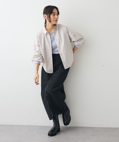 CRAFT STANDARD BOUTIQUE(クラフトスタンダードブティック)の「パネルデザインワイドシャツ(シャツ/ブラウス・レディース・ライトグレー/カーキ/サックスブルー・FREE)」の10枚目の写真